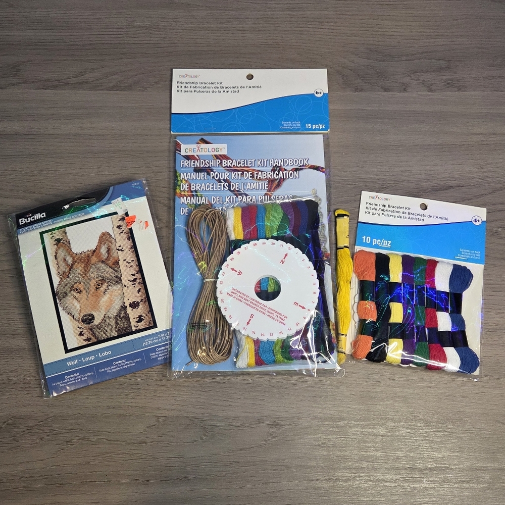NWT Custom Bundle!! 2 Friendship Bracelet Kits & 1 Cross Stitch Kit